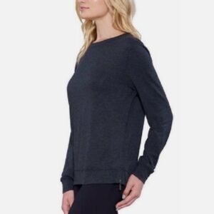 Matty M Women's Long Sleeve Tee With 2 Side Zippers Detail Navy Blue Size Large